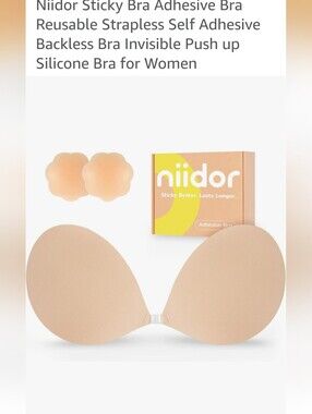 Niidor Nude Adhesive Strapless Fabric Sticky Backless Bra Sz B